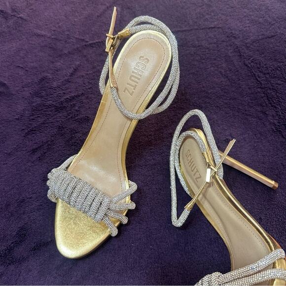 SCHUTZ Gold and Silver Strappy Heels - Picture 2 of 8